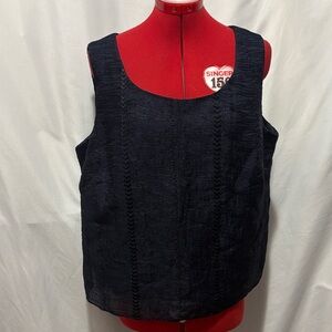 R & M Richards Navy Textured Tank Top